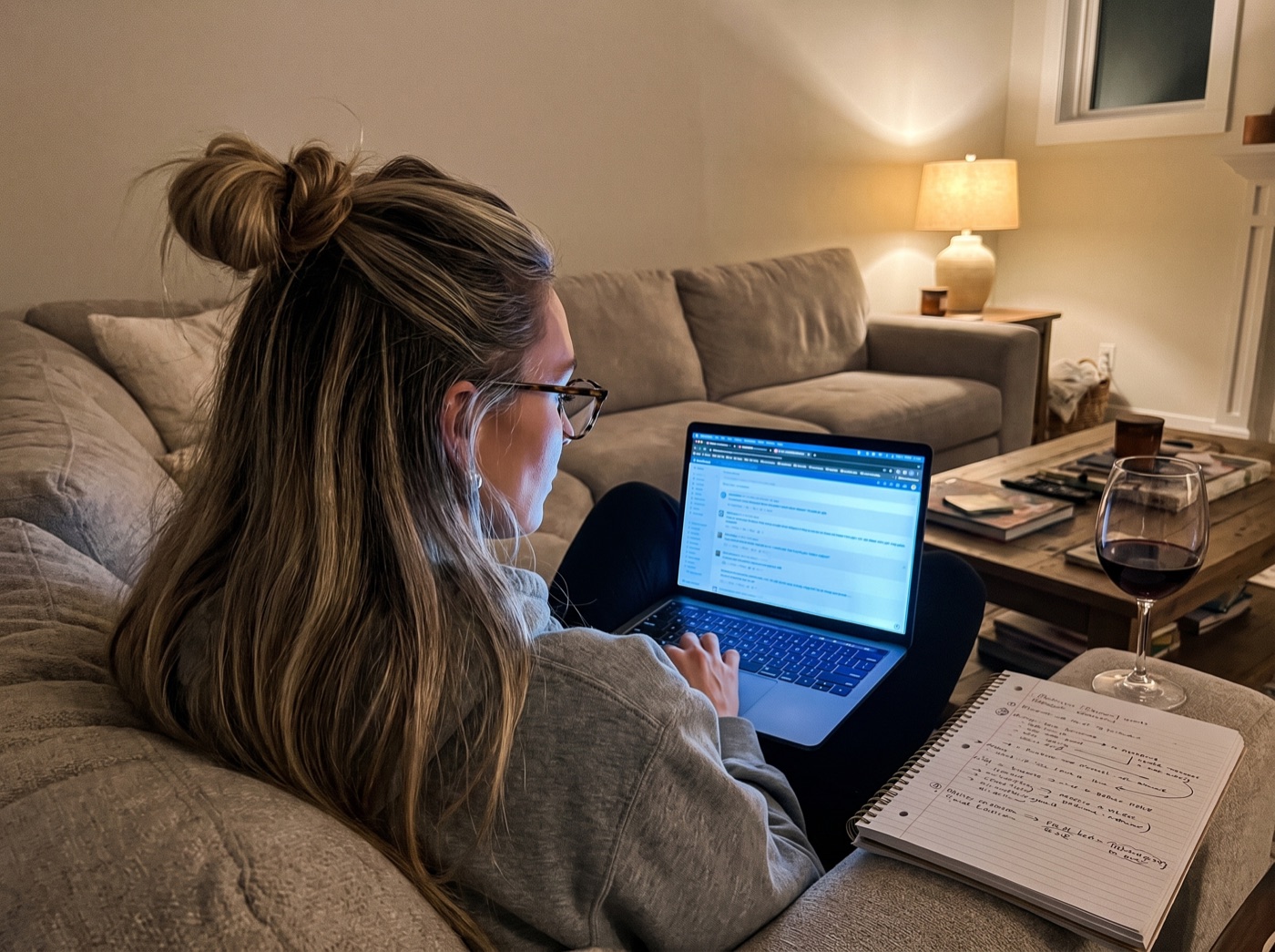 Late-night research on the couch